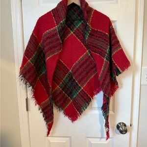 Plaid Red and Green Shawl